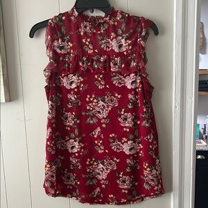 Almost Famous Red Floral Blouse